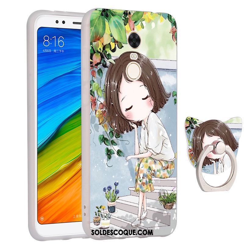 Coque Xiaomi Redmi 5 Plus Fluide Doux Gaufrage Vert Étui Incassable Pas Cher