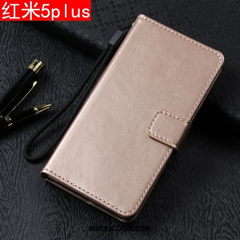 Coque Xiaomi Redmi 5 Plus Incassable Or Étui Étui En Cuir Petit En Ligne