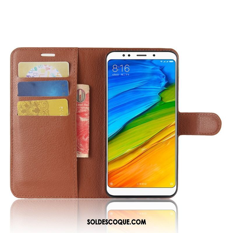 Coque Xiaomi Redmi 5 Plus Noir Étui En Cuir Téléphone Portable Rouge Incassable Pas Cher