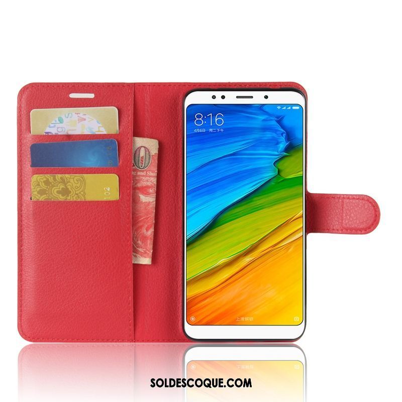 Coque Xiaomi Redmi 5 Plus Noir Étui En Cuir Téléphone Portable Rouge Incassable Pas Cher