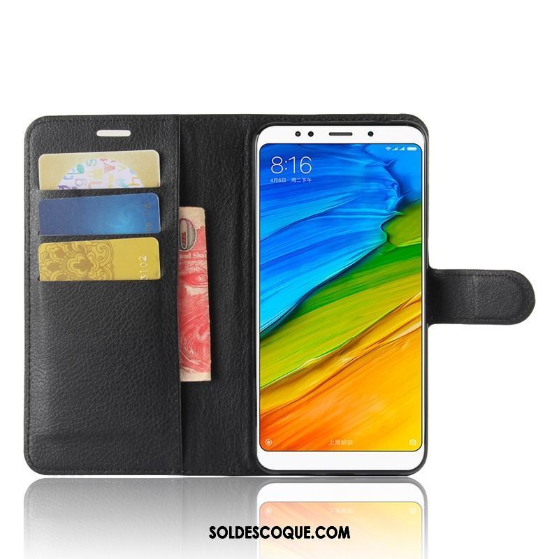 Coque Xiaomi Redmi 5 Plus Noir Étui En Cuir Téléphone Portable Rouge Incassable Pas Cher