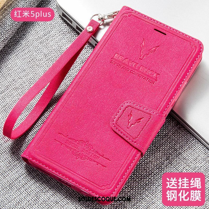 Coque Xiaomi Redmi 5 Plus Tout Compris Rouge Téléphone Portable Vent Étui En Cuir Pas Cher