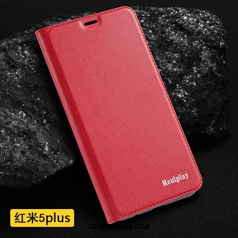 Coque Xiaomi Redmi 5 Plus Étui En Cuir Clamshell Tout Compris Rouge Incassable Pas Cher