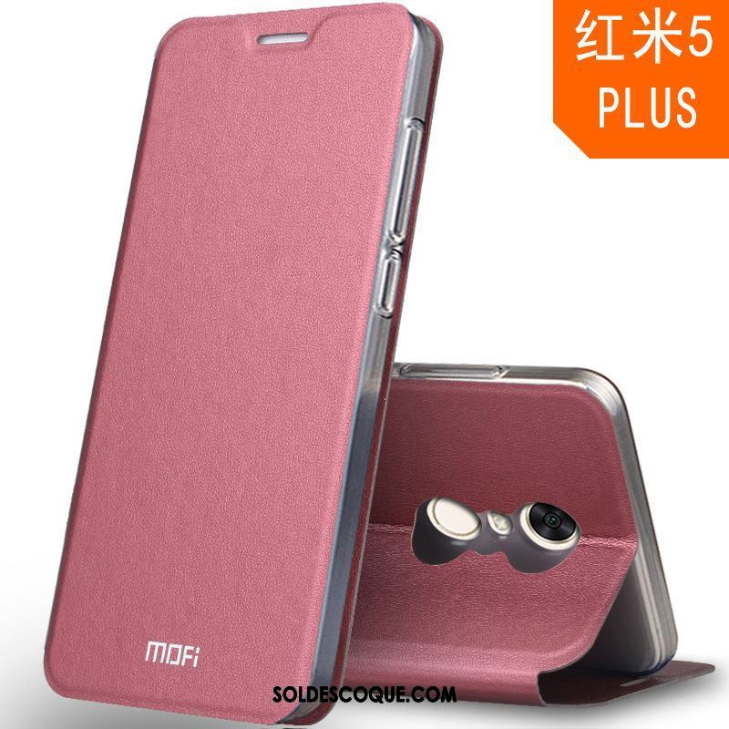 Coque Xiaomi Redmi 5 Plus Étui En Cuir Tout Compris Incassable Rouge Fluide Doux Soldes