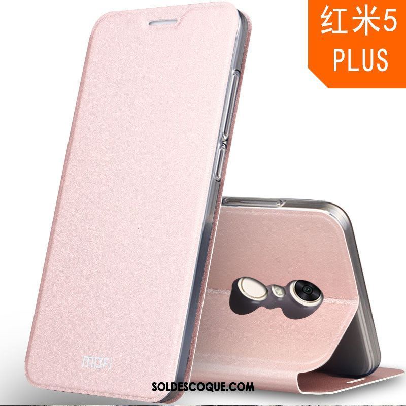 Coque Xiaomi Redmi 5 Plus Étui En Cuir Tout Compris Incassable Rouge Fluide Doux Soldes