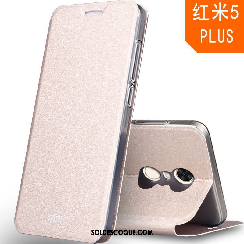 Coque Xiaomi Redmi 5 Plus Étui En Cuir Tout Compris Incassable Rouge Fluide Doux Soldes