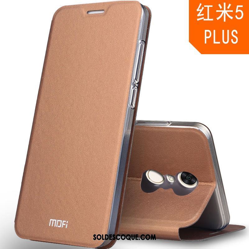 Coque Xiaomi Redmi 5 Plus Étui En Cuir Tout Compris Incassable Rouge Fluide Doux Soldes