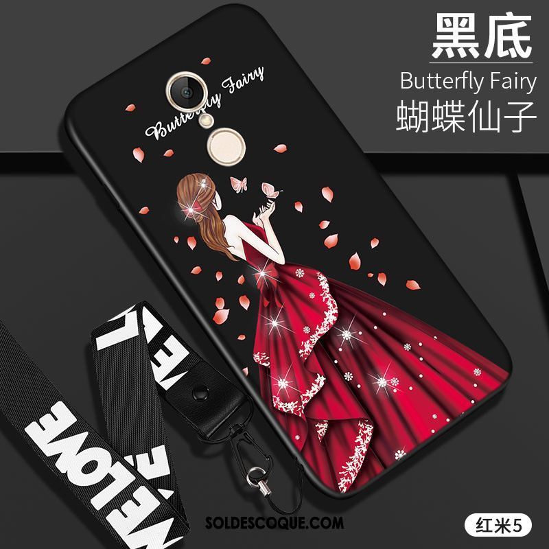 Coque Xiaomi Redmi 5 Rouge Fluide Doux Noir Incassable Petit Soldes
