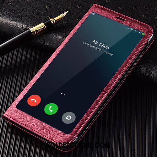 Coque Xiaomi Redmi 5 Rouge Incassable Rose Téléphone Portable Étui En Cuir En Vente