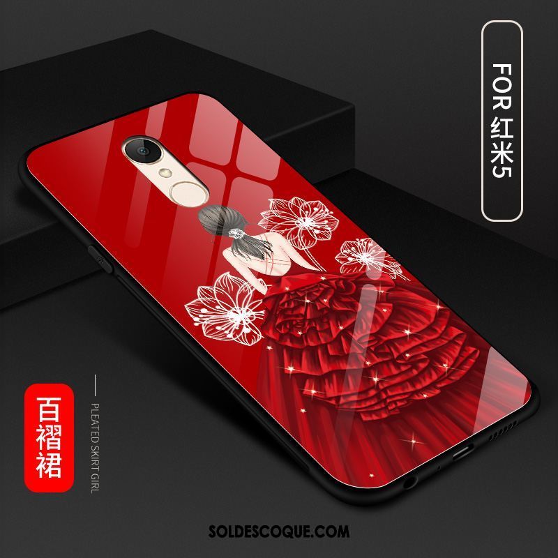 Coque Xiaomi Redmi 5 Étui Business Verre Trempé Rouge Tendance En Ligne