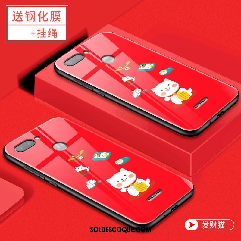 Coque Xiaomi Redmi 6 Net Rouge Verre Personnalité Téléphone Portable Incassable Pas Cher