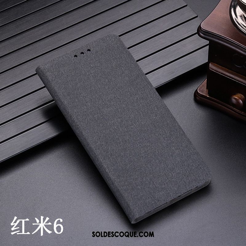 Coque Xiaomi Redmi 6 Petit Téléphone Portable Étui En Cuir Gris Rouge En Ligne