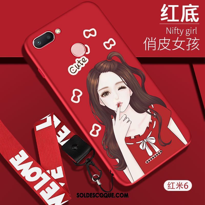 Coque Xiaomi Redmi 6 Rouge Petit Incassable Silicone Noir Soldes