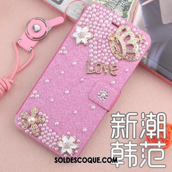 Coque Xiaomi Redmi 6 Strass Rouge Étui Téléphone Portable Étui En Cuir Pas Cher