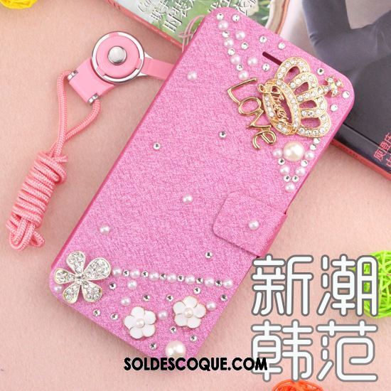 Coque Xiaomi Redmi 6 Strass Rouge Étui Téléphone Portable Étui En Cuir Pas Cher