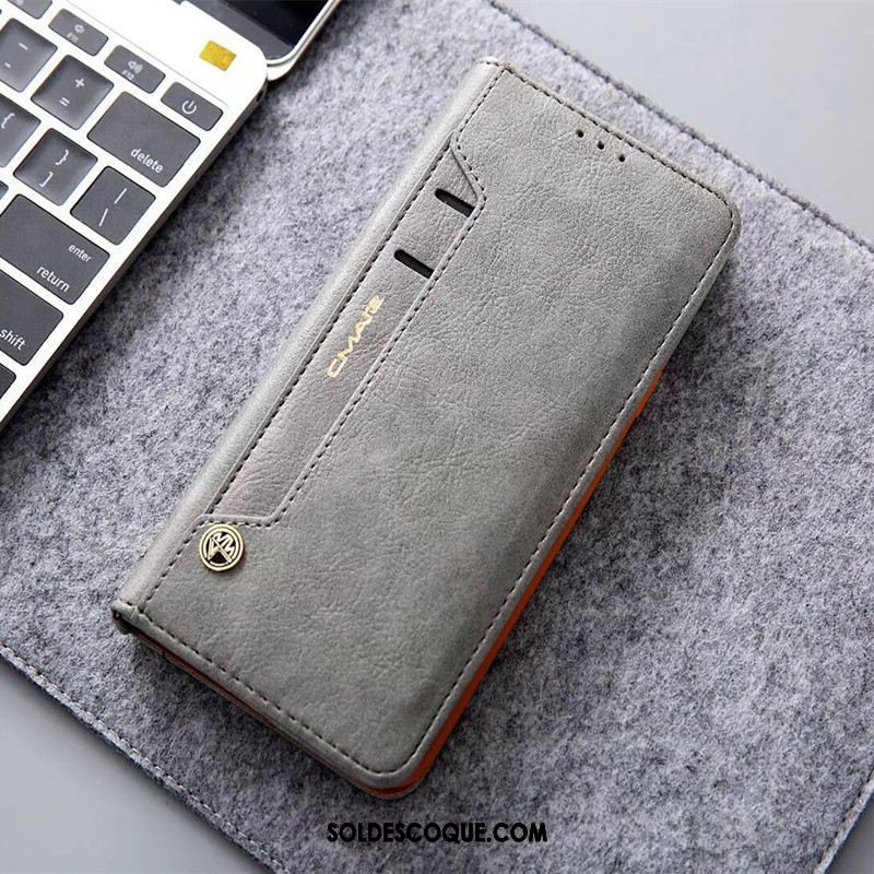 Coque Xiaomi Redmi 6a Incassable Bleu Étui En Cuir Carte Téléphone Portable Soldes