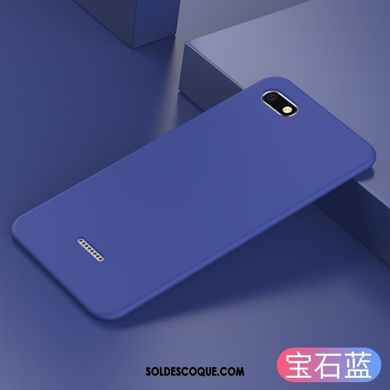 Coque Xiaomi Redmi 6a Simple Gris Étui Net Rouge Délavé En Daim Housse Pas Cher