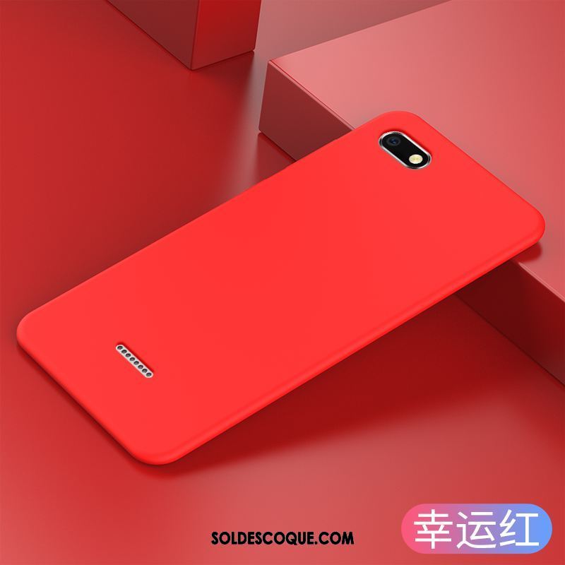 Coque Xiaomi Redmi 6a Simple Gris Étui Net Rouge Délavé En Daim Housse Pas Cher