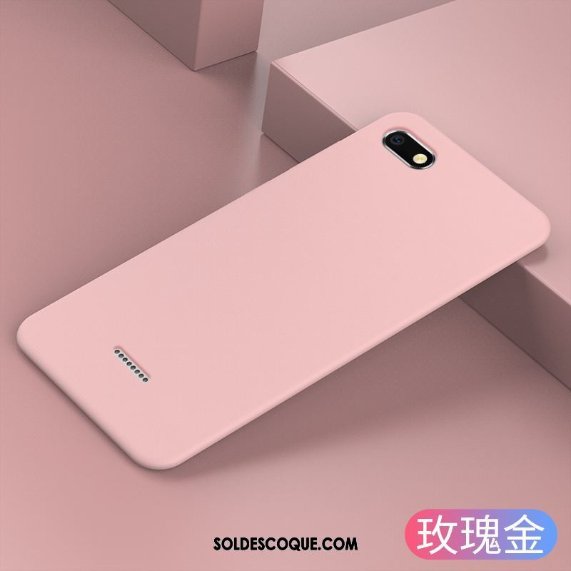 Coque Xiaomi Redmi 6a Simple Gris Étui Net Rouge Délavé En Daim Housse Pas Cher