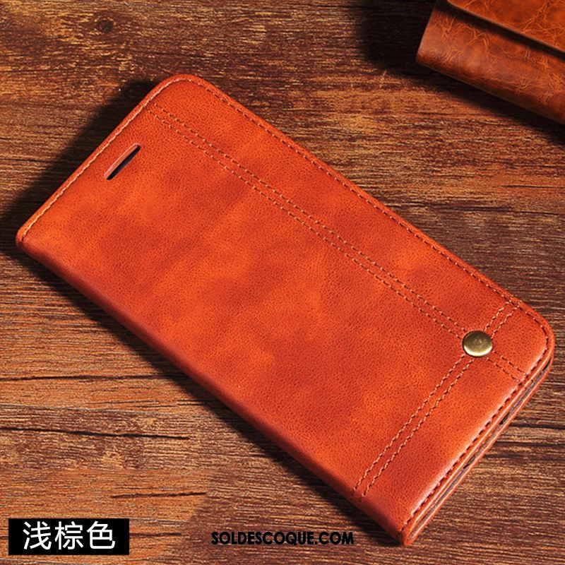 Coque Xiaomi Redmi 6a Étui En Cuir Tendance Cuir Véritable Téléphone Portable Noir Pas Cher