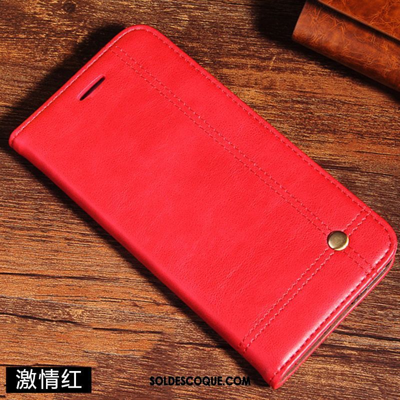Coque Xiaomi Redmi 6a Étui En Cuir Tendance Cuir Véritable Téléphone Portable Noir Pas Cher