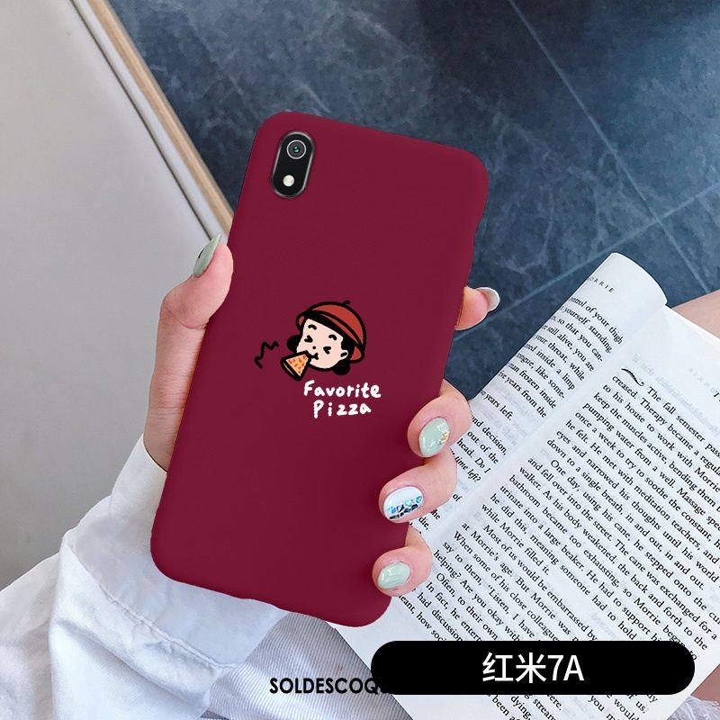 Coque Xiaomi Redmi 7a Amoureux Net Rouge Fluide Doux Protection Créatif Pas Cher