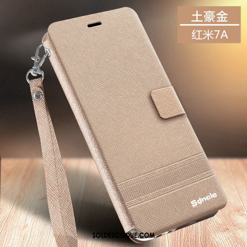 Coque Xiaomi Redmi 7a Business Fluide Doux Or Étui En Cuir Protection En Vente