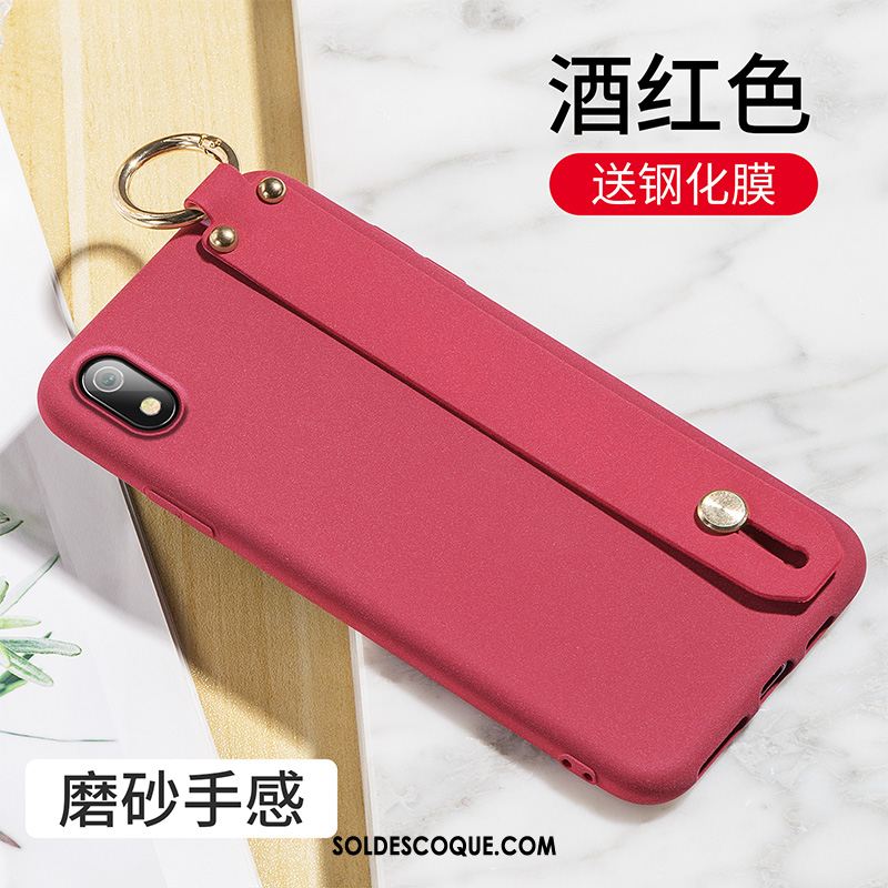 Coque Xiaomi Redmi 7a Délavé En Daim Silicone Étui Tout Compris Rouge En Ligne