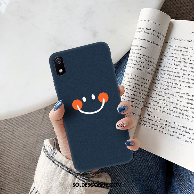 Coque Xiaomi Redmi 7a Fluide Doux Amoureux Souriant Délavé En Daim Tendance Housse Soldes