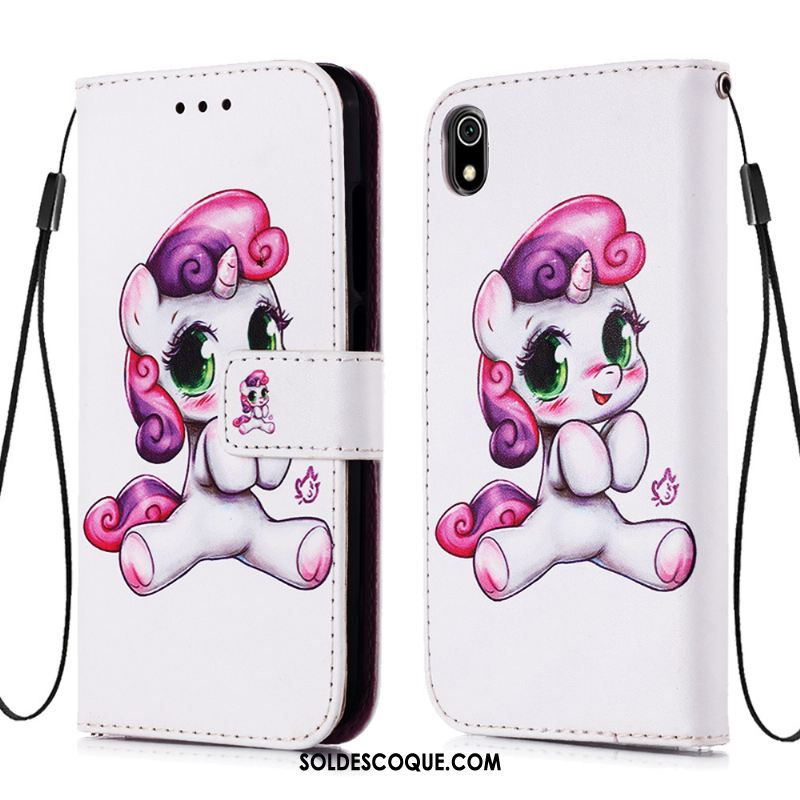 Coque Xiaomi Redmi 7a Incassable Fluide Doux Carte Étui En Cuir Bleu Pas Cher