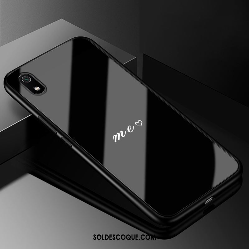 Coque Xiaomi Redmi 7a Noir Rouge Protection Amoureux Étui Pas Cher