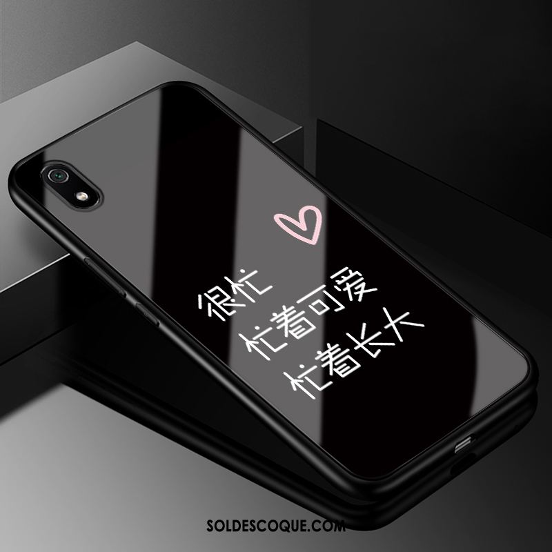 Coque Xiaomi Redmi 7a Noir Rouge Protection Amoureux Étui Pas Cher