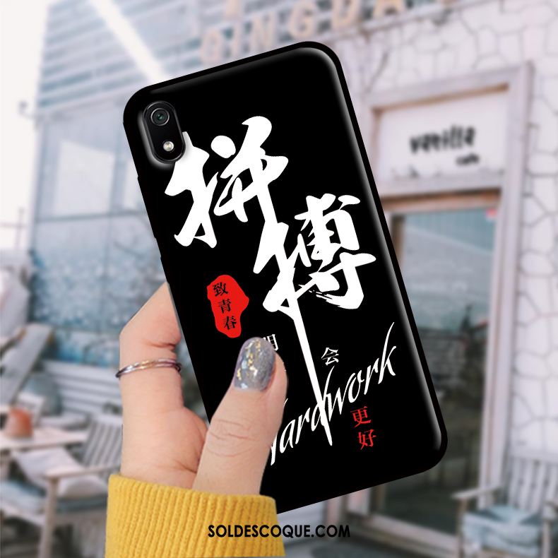 Coque Xiaomi Redmi 7a Noir Étui Étudiant Tempérer Membrane Pas Cher