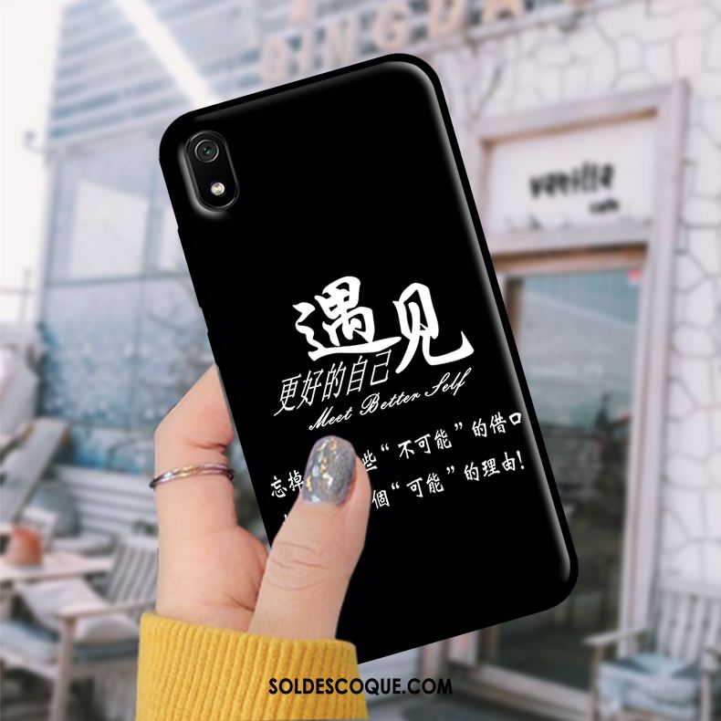 Coque Xiaomi Redmi 7a Noir Étui Étudiant Tempérer Membrane Pas Cher