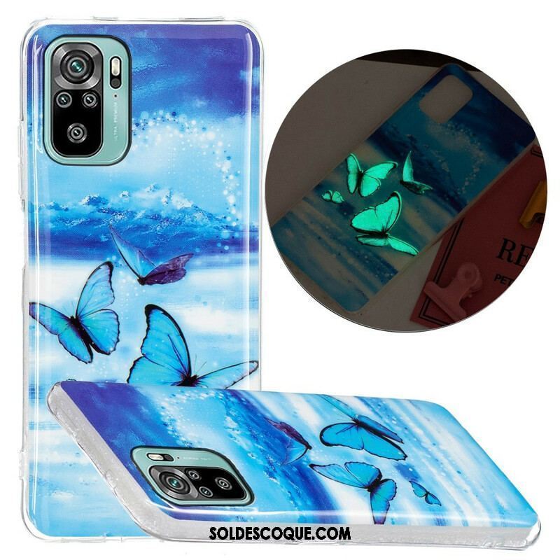 Coque Xiaomi Redmi Note 10/10S/Poco M5s Papillon Bleu Fluorescente