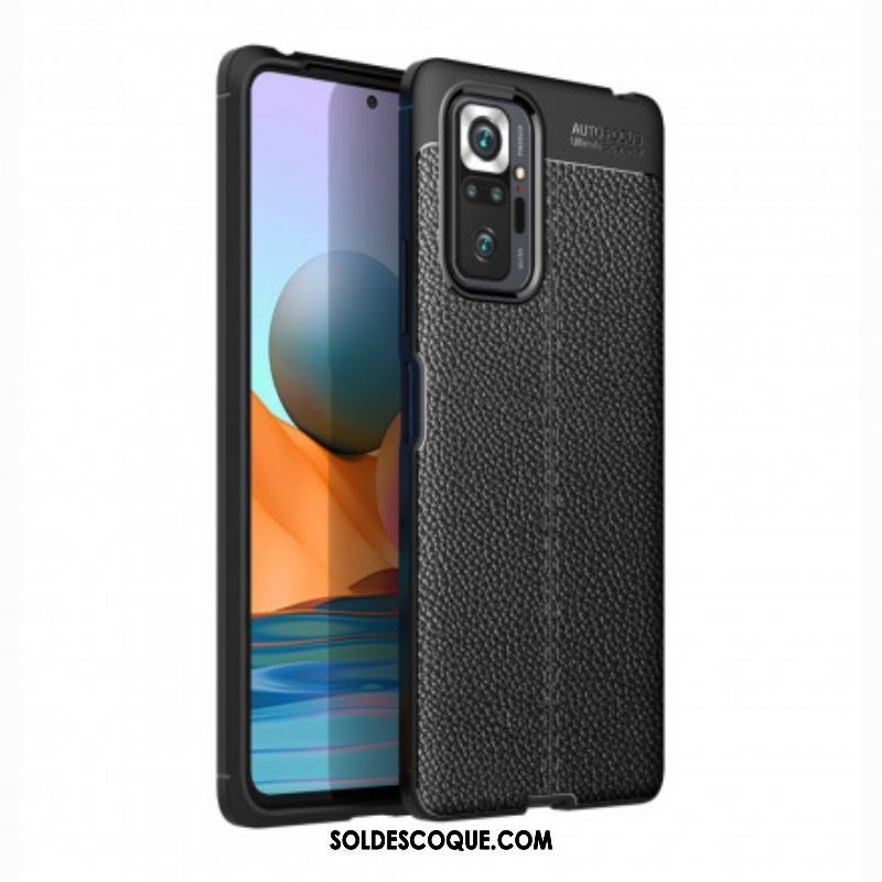 Coque Xiaomi Redmi Note 10 Pro Effet Cuir Litchi Double line