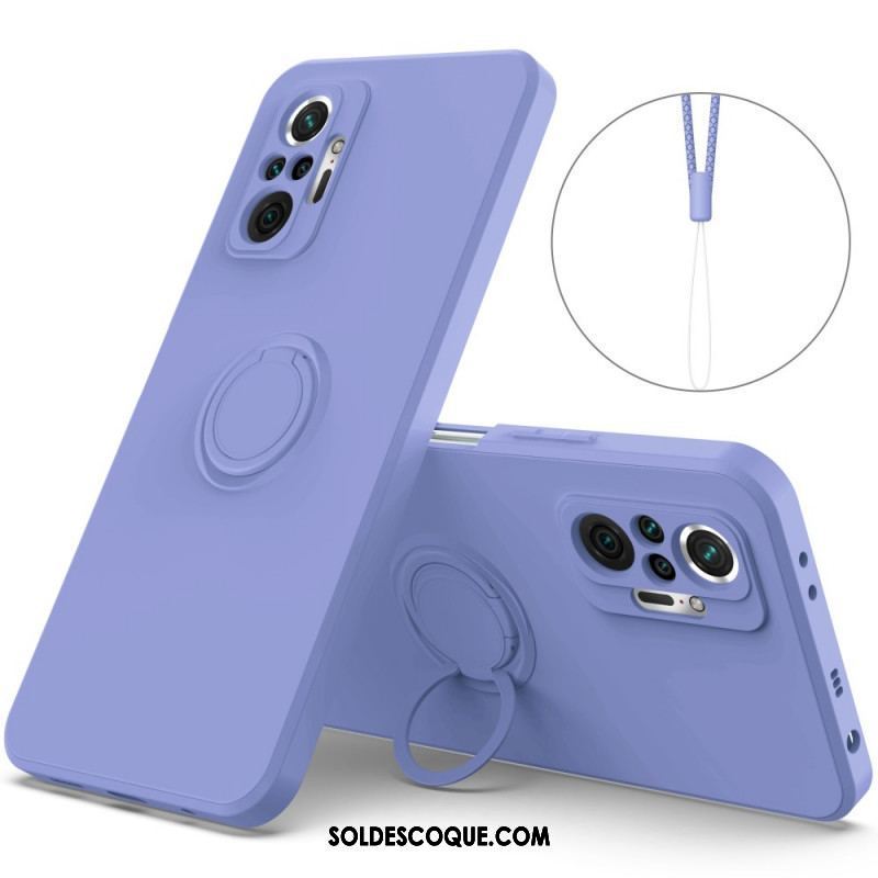 Coque Xiaomi Redmi Note 10 Pro Silicone Liquide Anneau et Lanière