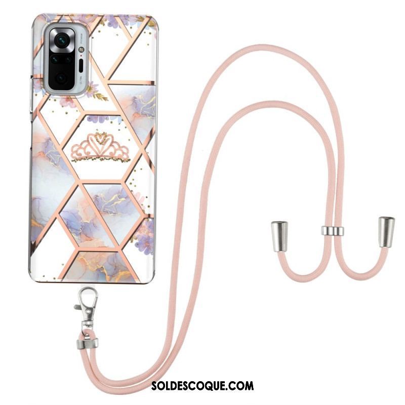 Coque Xiaomi Redmi Note 10 Pro à Cordon Marbre Motif Floral