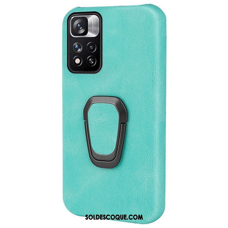 Coque Xiaomi Redmi Note 11 Pro Plus 5G Effet Cuir Anneau-Support