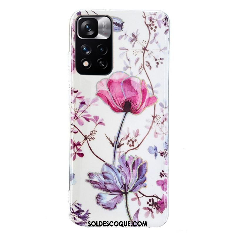 Coque Xiaomi Redmi Note 11 Pro Plus 5G Marbrée Fleurs