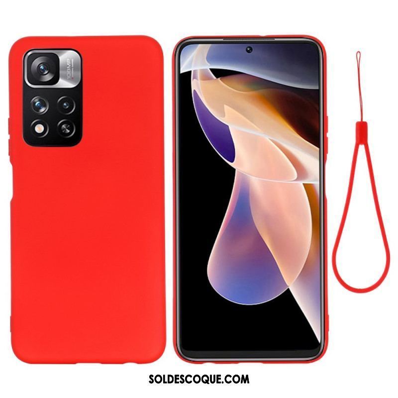 Coque Xiaomi Redmi Note 11 Pro Plus 5G Silicone Liquide avec Lanière