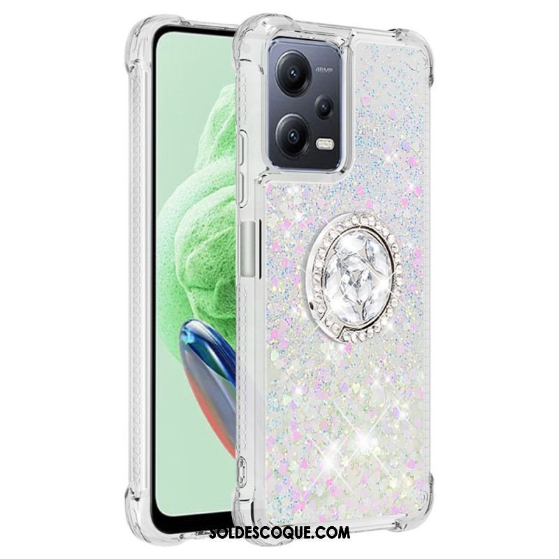 Coque Xiaomi Redmi Note 12/Poco X5 5G Paillettes Colorées Anneau-Support