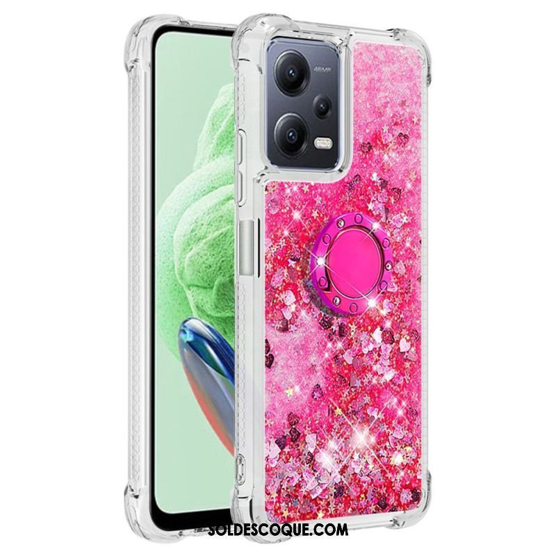 Coque Xiaomi Redmi Note 12/Poco X5 5G Paillettes Colorées Anneau-Support