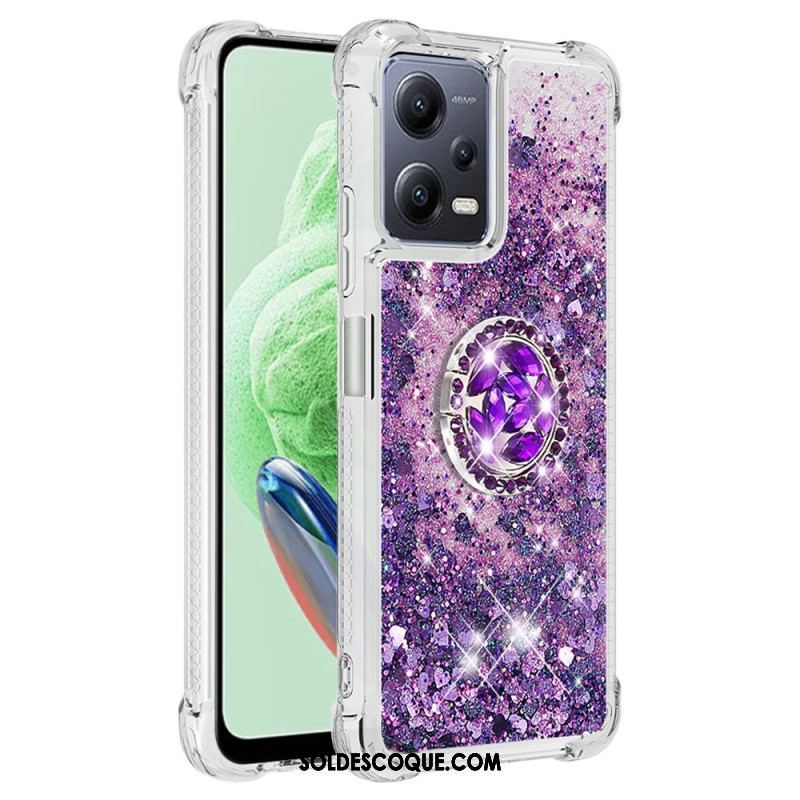 Coque Xiaomi Redmi Note 12/Poco X5 5G Paillettes Colorées Anneau-Support