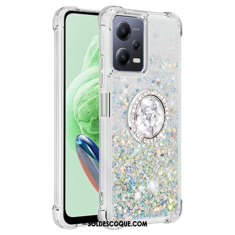 Coque Xiaomi Redmi Note 12/Poco X5 5G Paillettes Colorées Anneau-Support