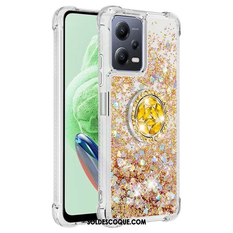 Coque Xiaomi Redmi Note 12/Poco X5 5G Paillettes Colorées Anneau-Support