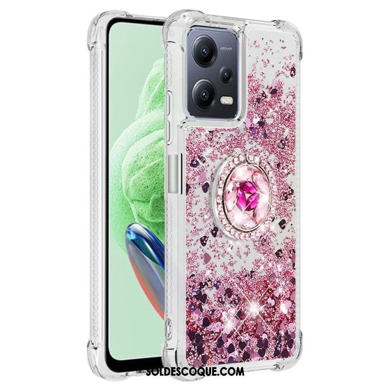 Coque Xiaomi Redmi Note 12/Poco X5 5G Paillettes Colorées Anneau-Support