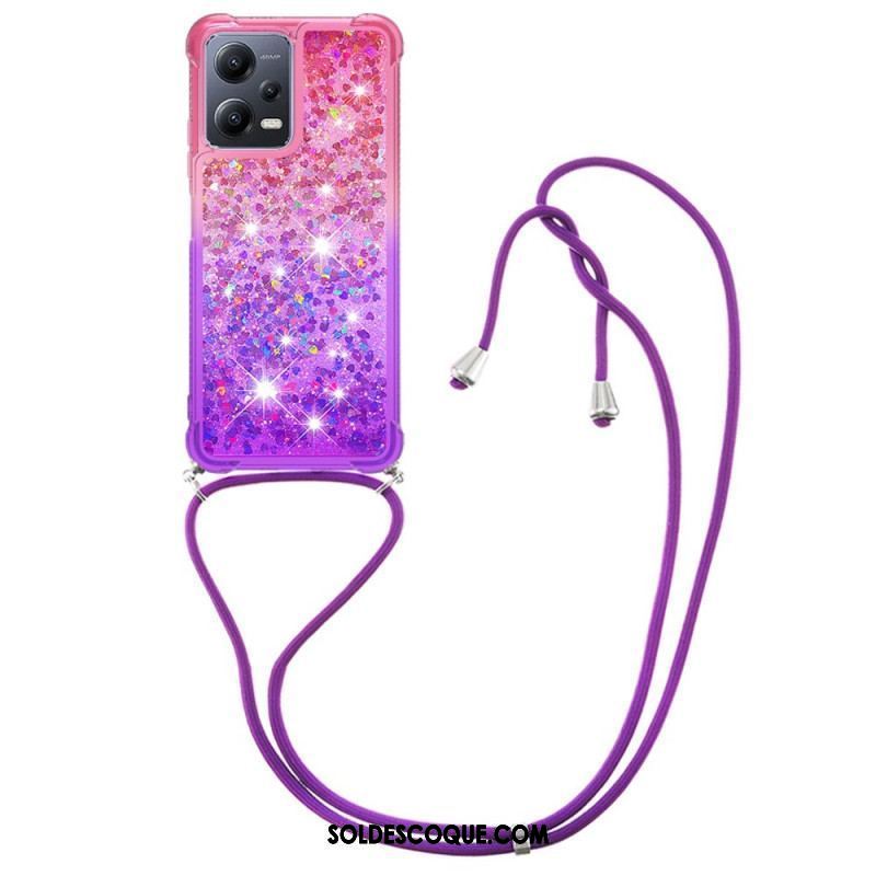 Coque Xiaomi Redmi Note 12/Poco X5 5G à Cordon Silicone Paillettes