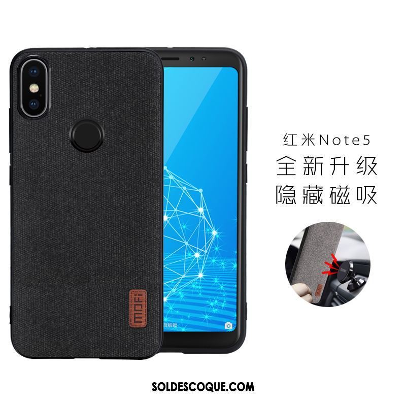 Coque Xiaomi Redmi Note 5 Noir Téléphone Portable Tissu Magnétisme Rouge Soldes