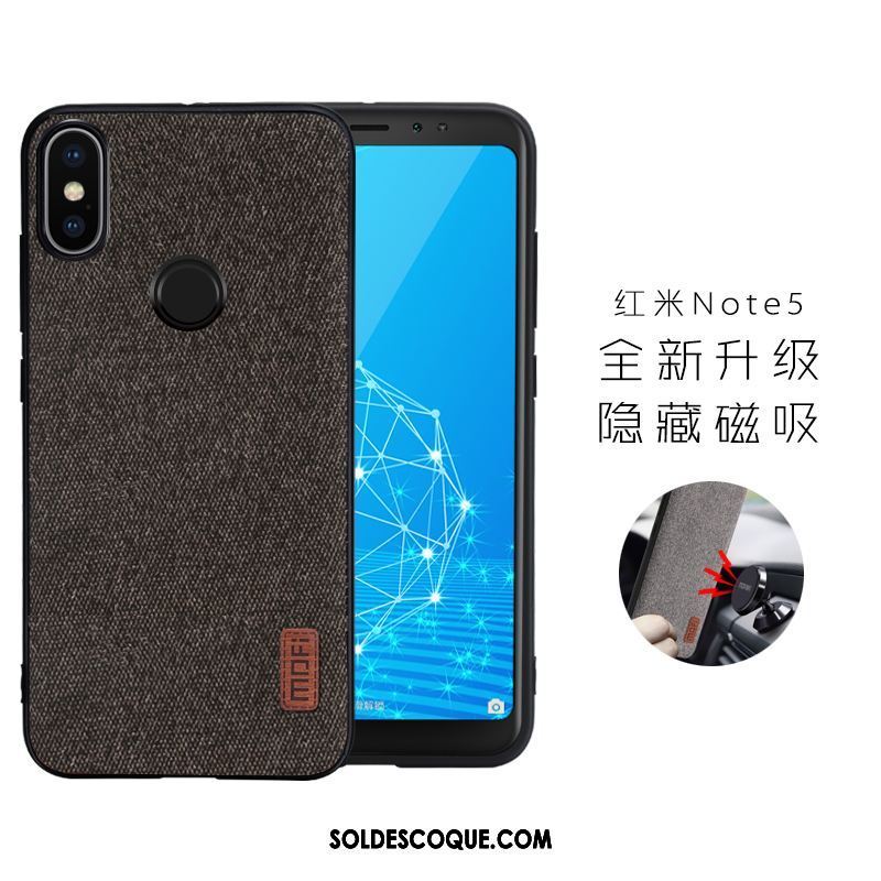 Coque Xiaomi Redmi Note 5 Noir Téléphone Portable Tissu Magnétisme Rouge Soldes